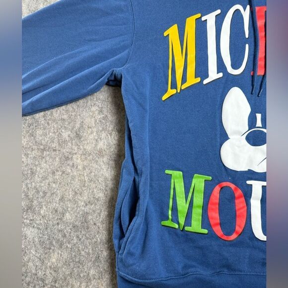 Disney Mickey Mouse Hoodie Men's Medium Blue Cotton Casual Drawstring Pullover - Picture 5 of 7